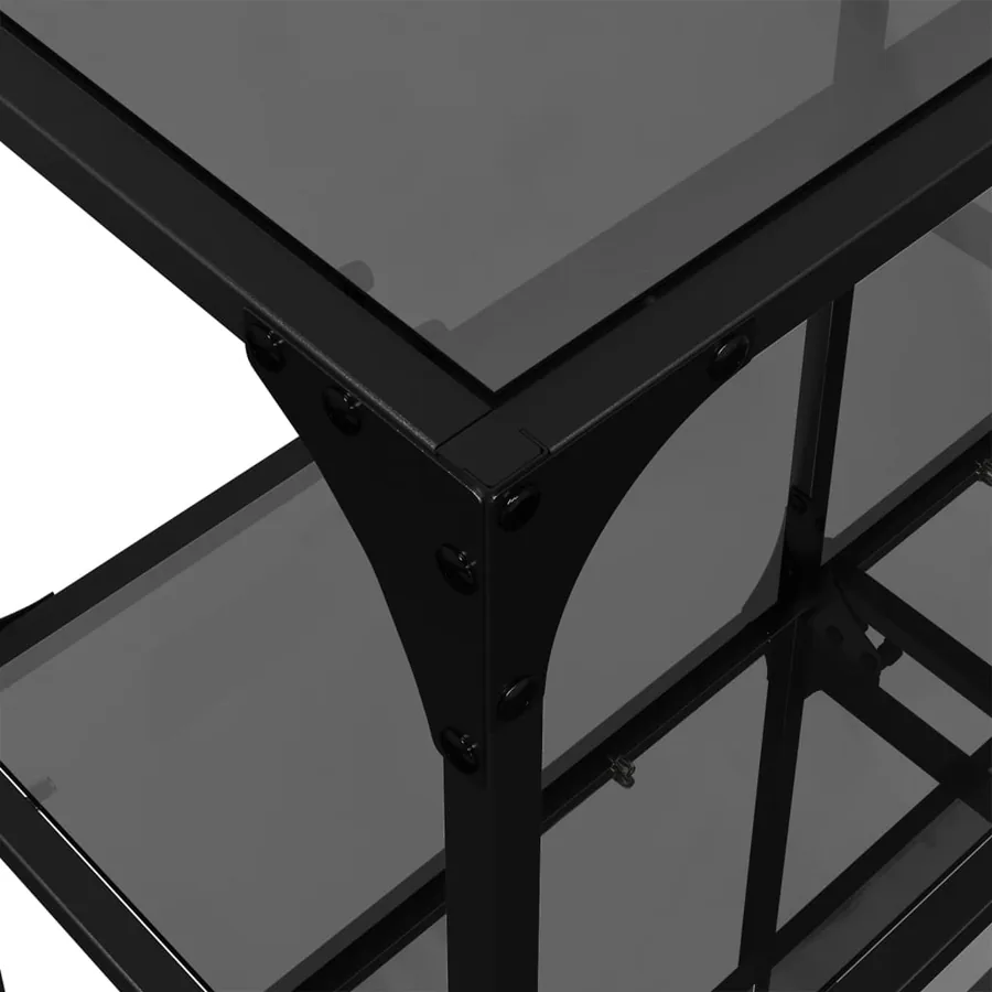 Table console avec dessus en verre noir 98x30x81 cm acier - 8