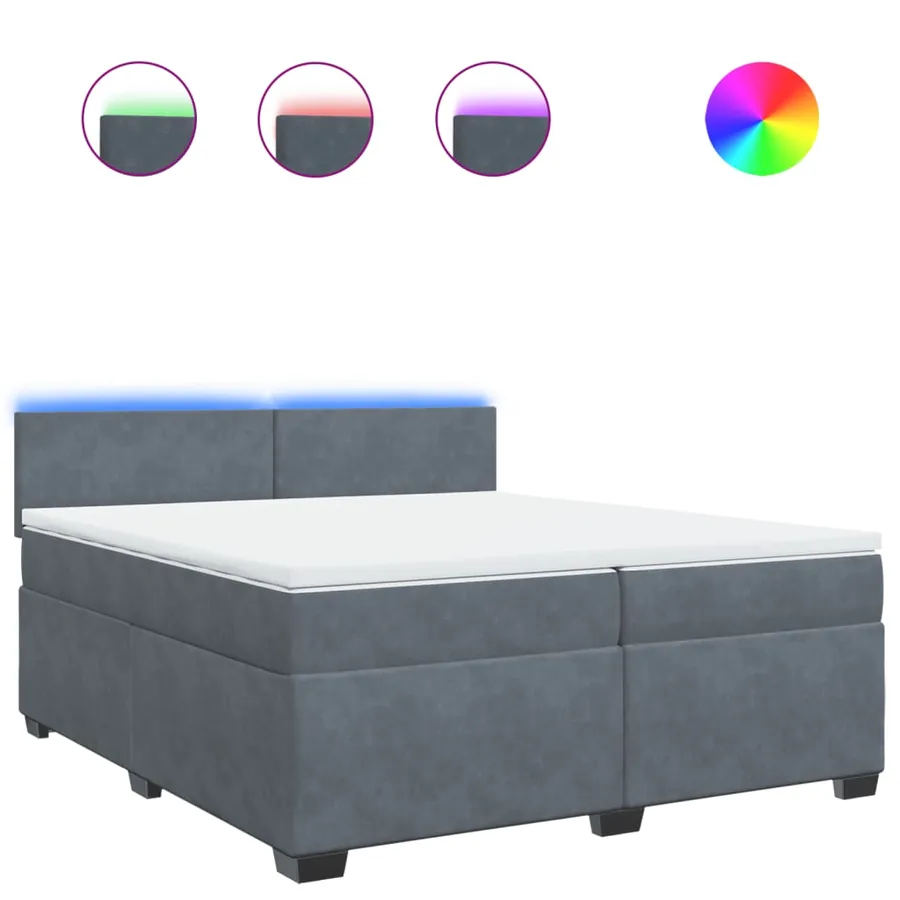 Sommier à lattes de lit et matelas Gris foncé 200x200cm Velours - 2