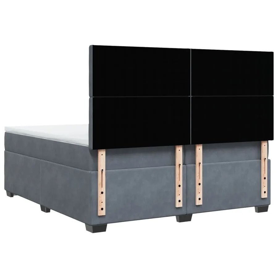 Sommier à lattes de lit et matelas Gris foncé 200x200cm Velours - 10
