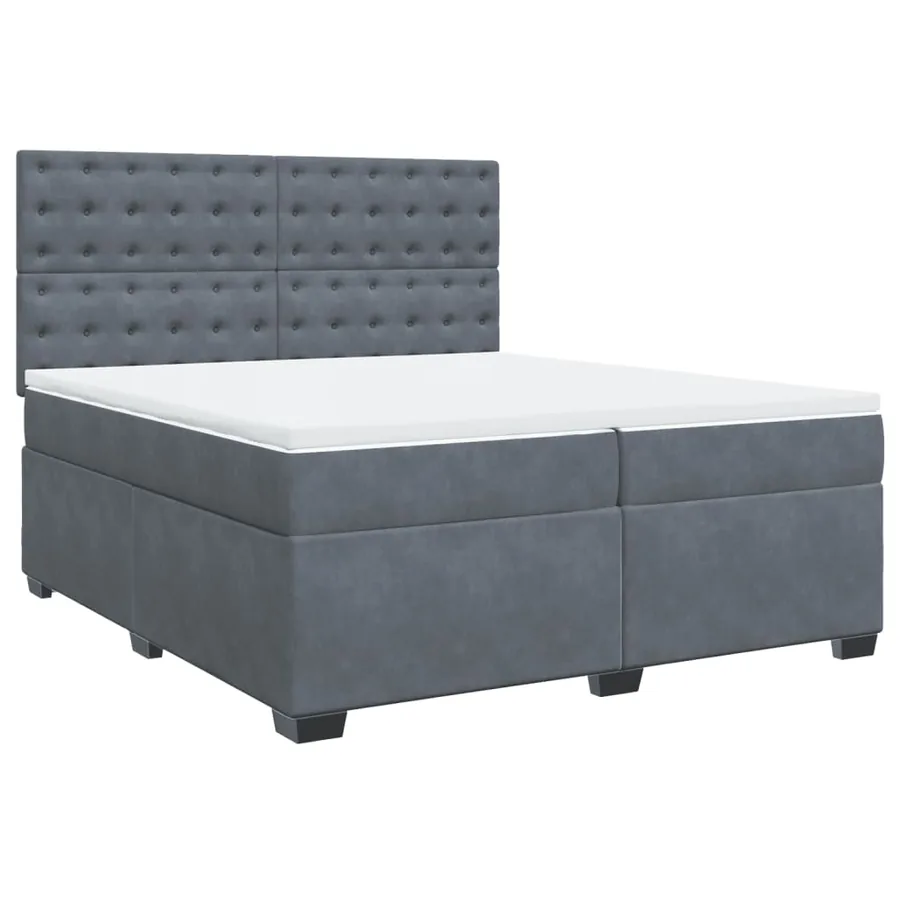 Sommier à lattes de lit et matelas Gris foncé 200x200cm Velours - 2