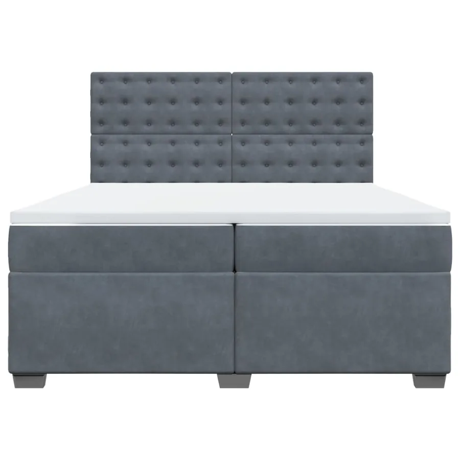 Sommier à lattes de lit et matelas Gris foncé 200x200cm Velours - 4