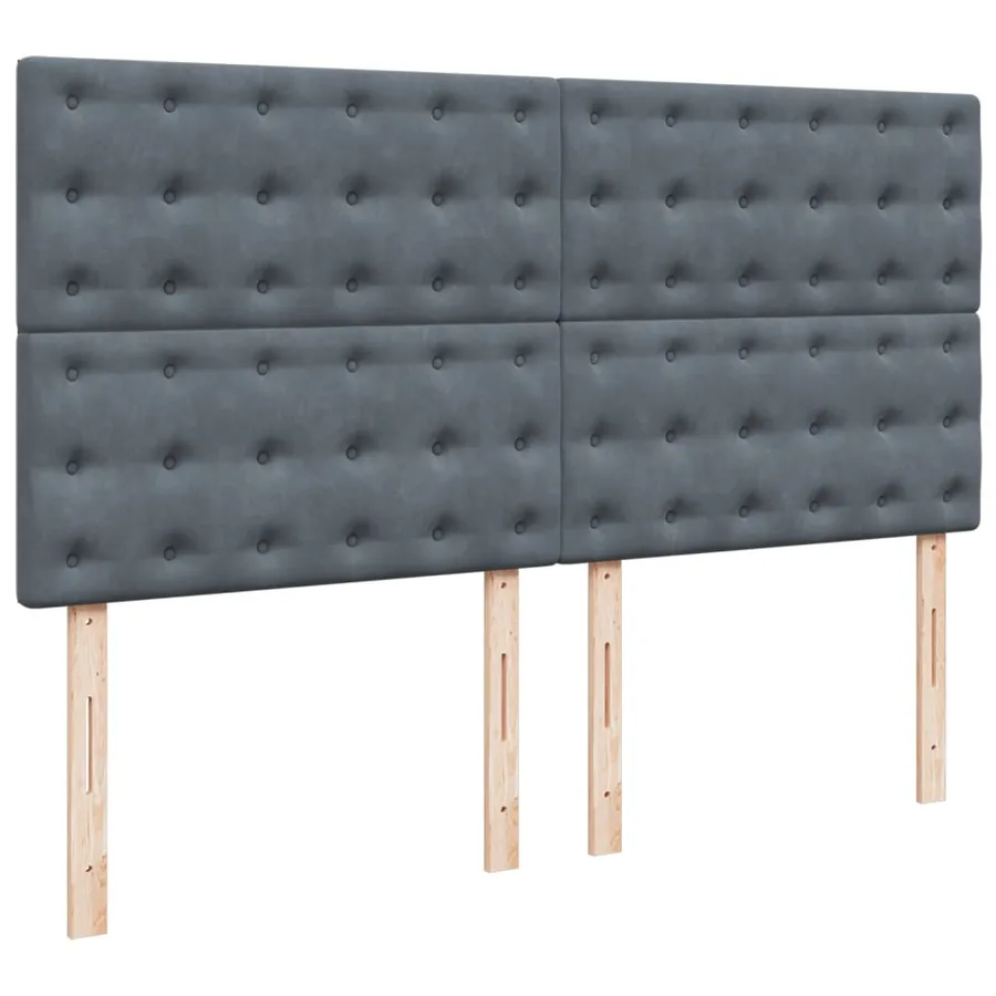 Sommier à lattes de lit et matelas Gris foncé 200x200cm Velours - 8