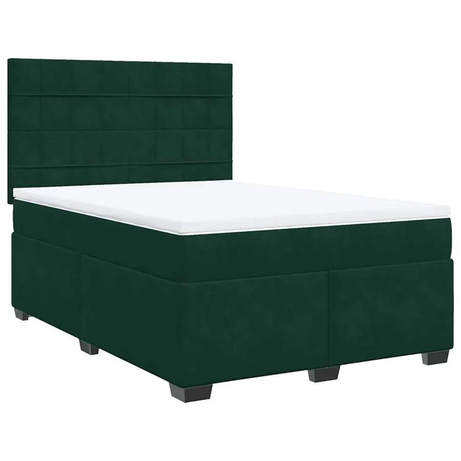 Sommier à lattes de lit et matelas Vert foncé 140x190cm Velours - 2