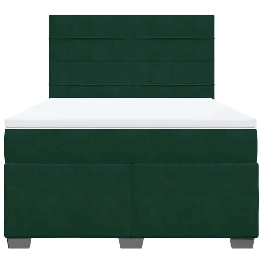 Sommier à lattes de lit et matelas Vert foncé 140x190cm Velours - 4