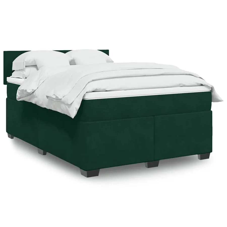 Sommier à lattes de lit et matelas Vert foncé 140x190cm Velours