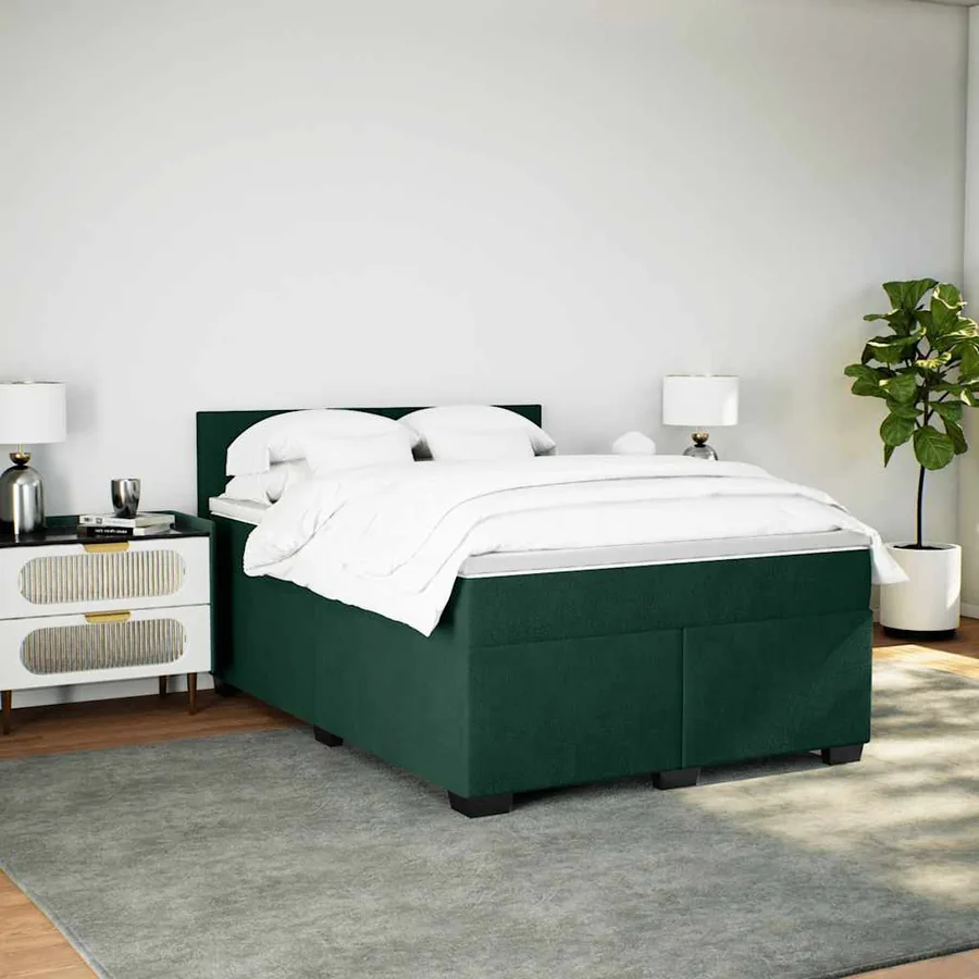 Sommier à lattes de lit et matelas Vert foncé 140x190cm Velours - 4