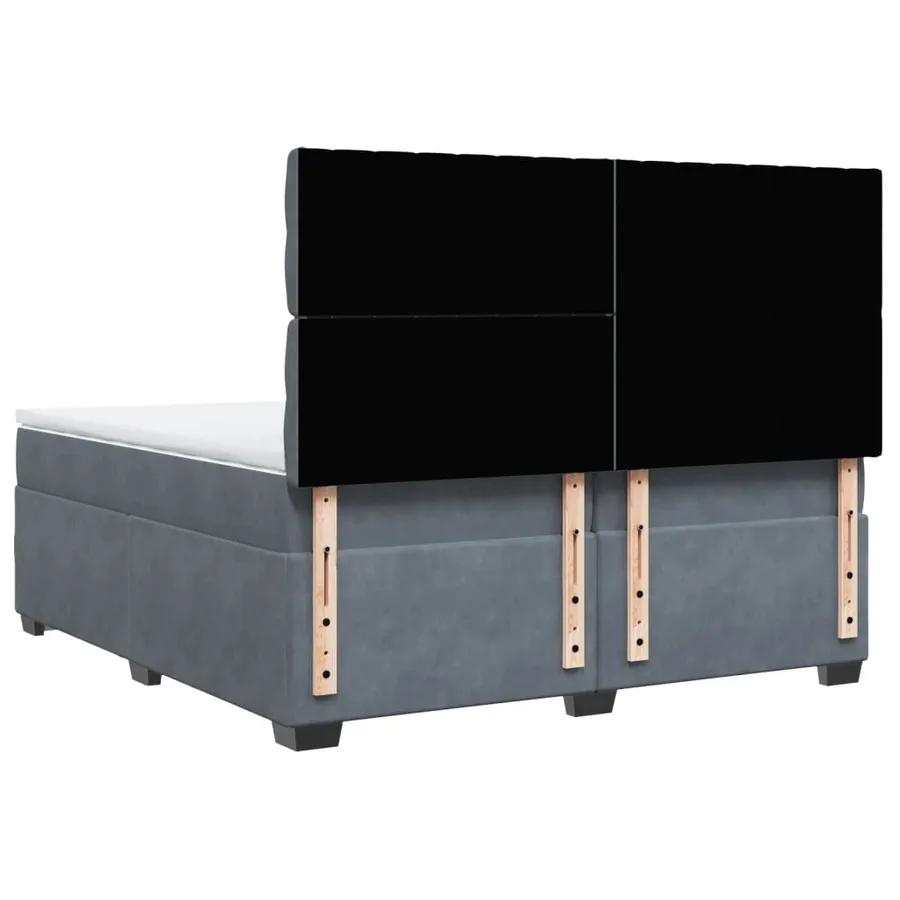 Sommier à lattes de lit et matelas Gris foncé 200x200cm Velours - 12
