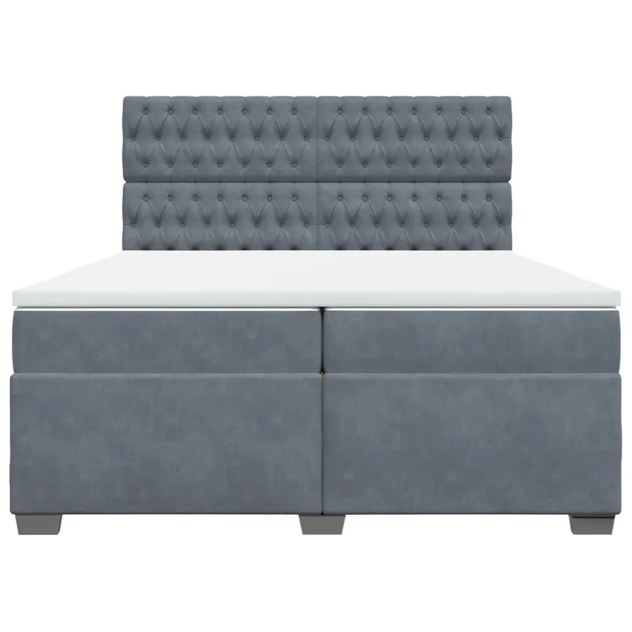 Sommier à lattes de lit et matelas Gris foncé 200x200cm Velours - 6