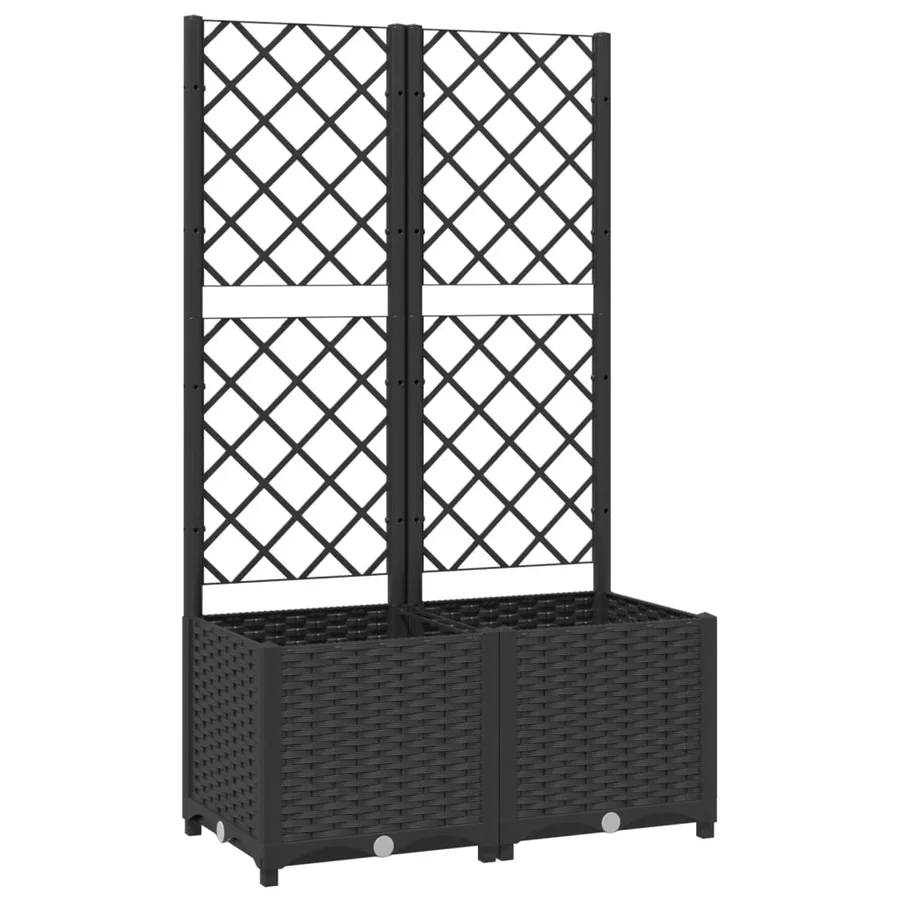 Planter with trellis Black 80x40x136 cm PP - 2