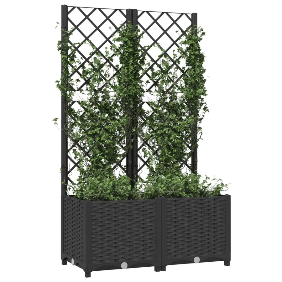 Planter with trellis Black 80x40x136 cm PP - 7
