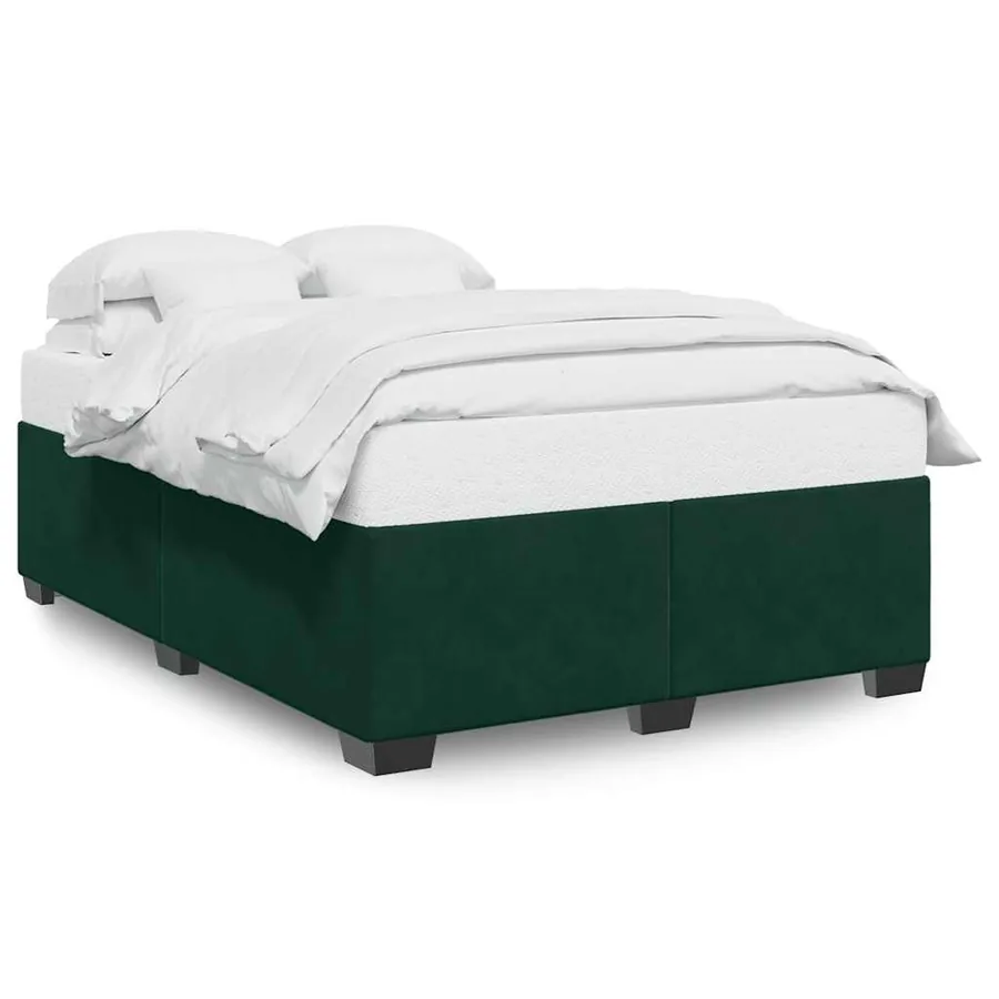 Cadre de lit sans matelas vert foncé 140x190 cm velours - 2