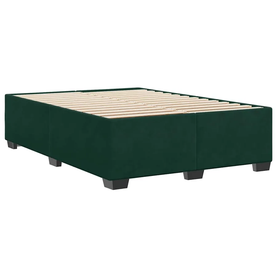 Cadre de lit sans matelas vert foncé 140x190 cm velours - 3