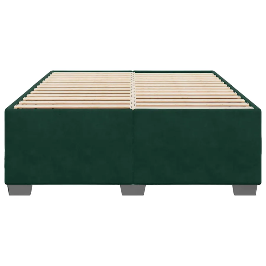 Cadre de lit sans matelas vert foncé 140x190 cm velours - 4