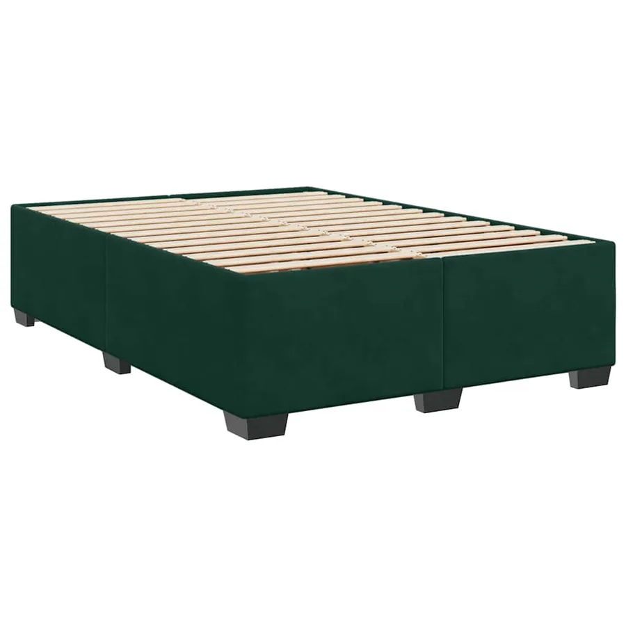 Cadre de lit sans matelas vert foncé 140x190 cm velours - 6