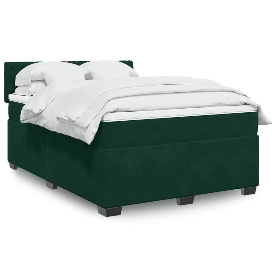 Sommier à lattes de lit et matelas Vert foncé 140x190cm Velours