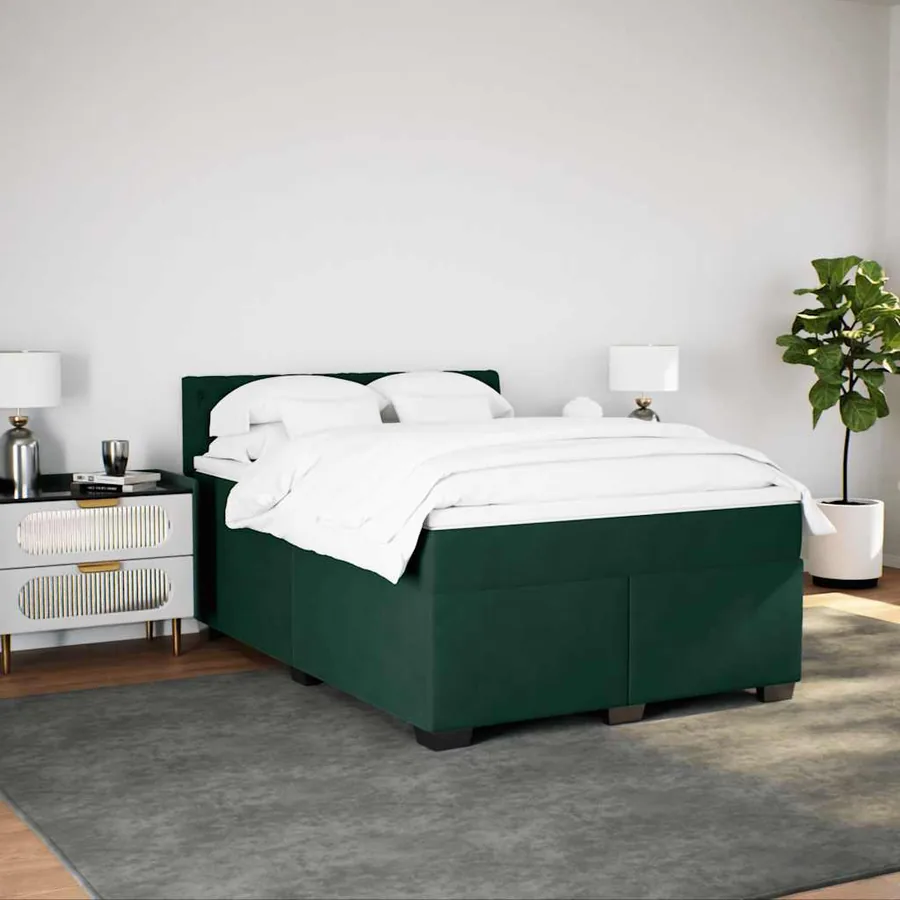 Sommier à lattes de lit et matelas Vert foncé 140x190cm Velours - 3