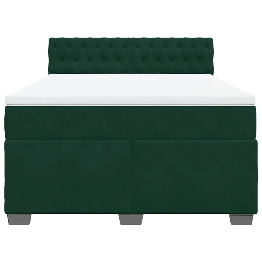 Sommier à lattes de lit et matelas Vert foncé 140x190cm Velours - 4