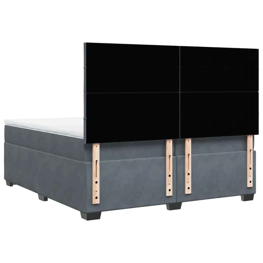Sommier à lattes de lit et matelas Gris foncé 200x200cm Velours - 10