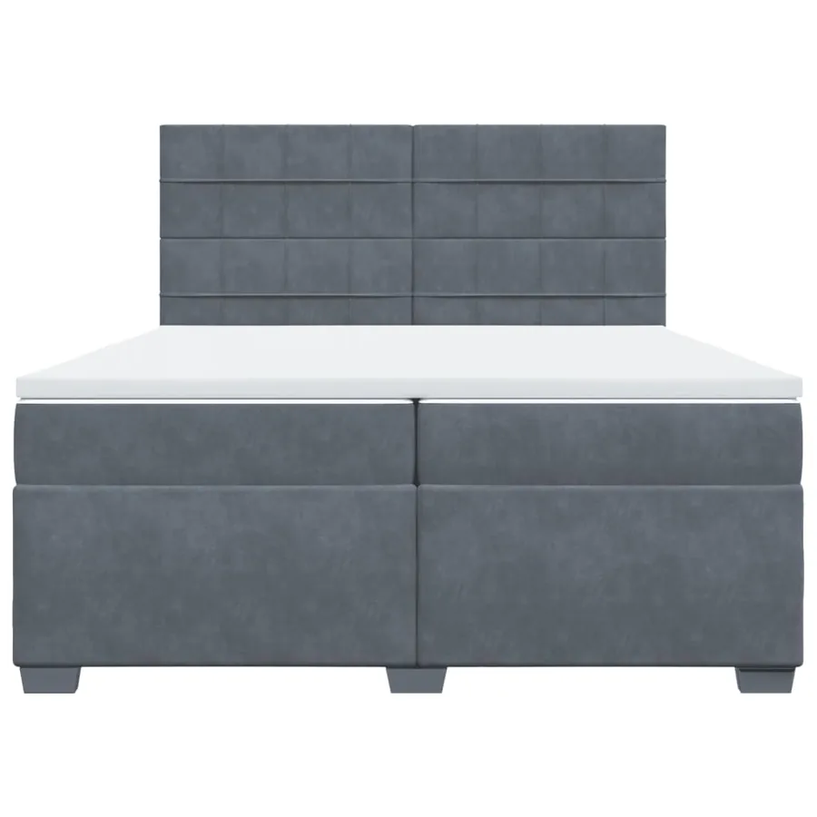 Sommier à lattes de lit et matelas Gris foncé 200x200cm Velours - 4