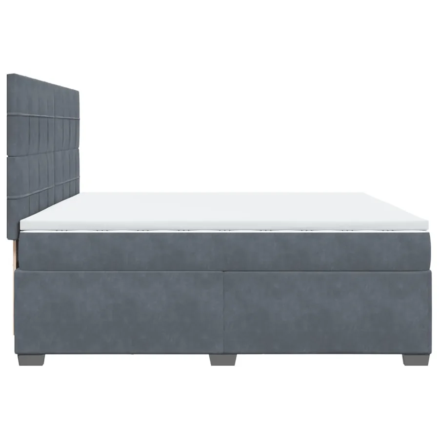 Sommier à lattes de lit et matelas Gris foncé 200x200cm Velours - 9