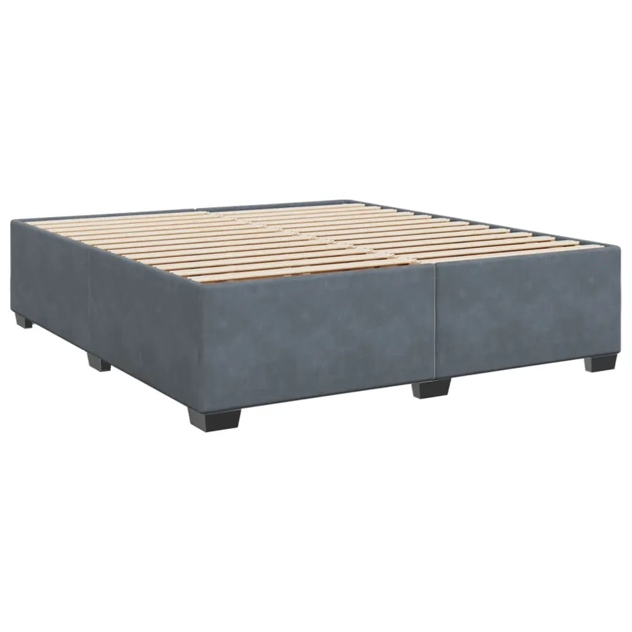 Sommier à lattes de lit et matelas Gris foncé 200x200cm Velours - 5