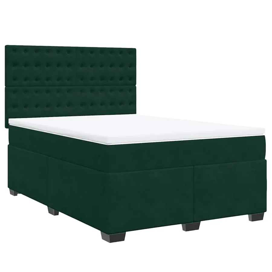 Sommier à lattes de lit et matelas Vert foncé 140x190cm Velours - 2