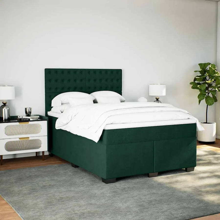 Sommier à lattes de lit et matelas Vert foncé 140x190cm Velours - 3