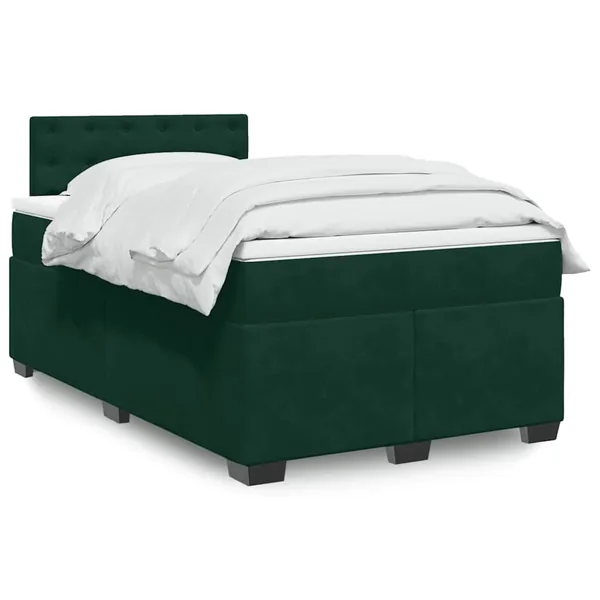 Sommier à lattes de lit et matelas Vert foncé 140x190cm Velours