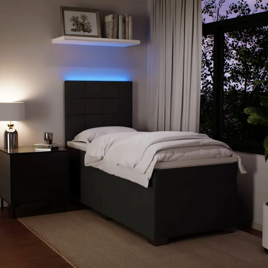Sommier à lattes de lit avec matelas Noir 100x200 cm Velours - 4