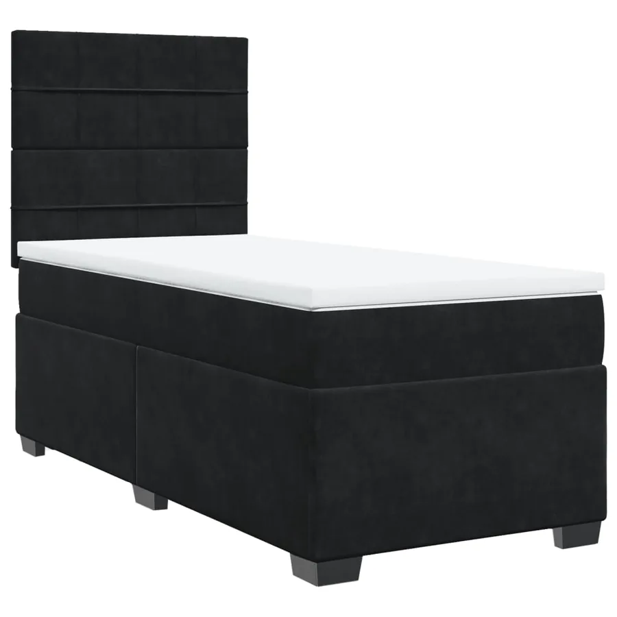 Sommier à lattes de lit avec matelas Noir 100x200 cm Velours - 5