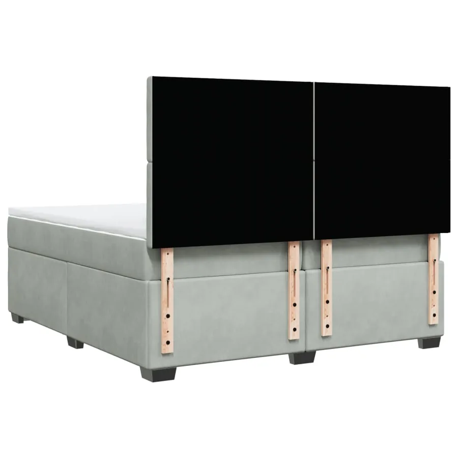 Sommier à lattes de lit et matelas Gris clair 200x200cm Velours - 12