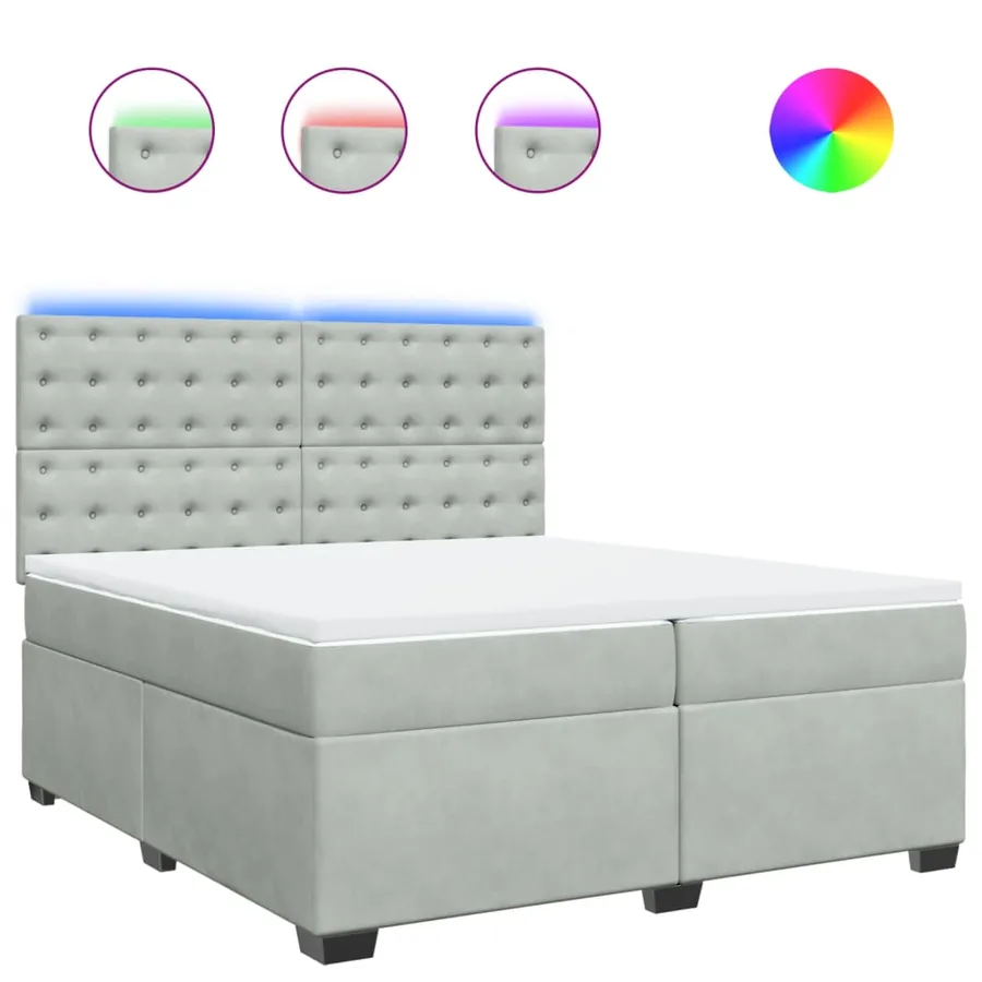 Sommier à lattes de lit et matelas Gris clair 200x200cm Velours - 2