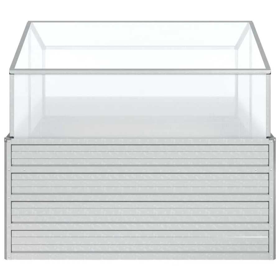 Lit surélevé de jardin avec serre 100x100x85 cm Argenté - 4