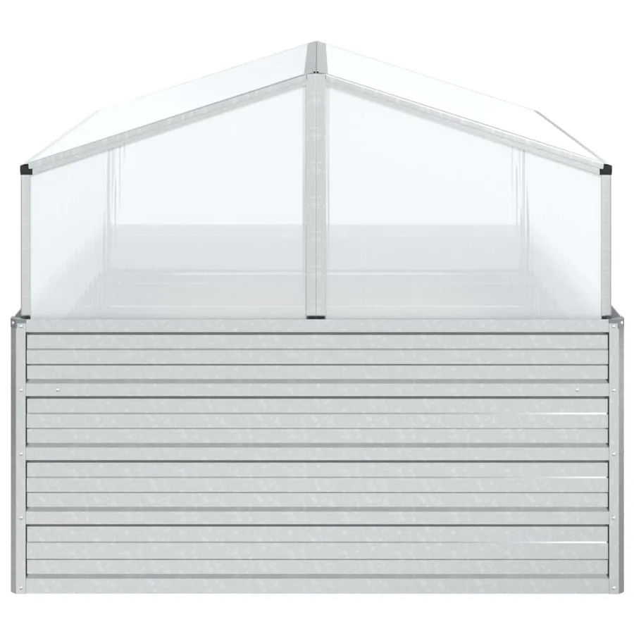 Lit surélevé de jardin avec serre 100x100x85 cm Argenté - 5