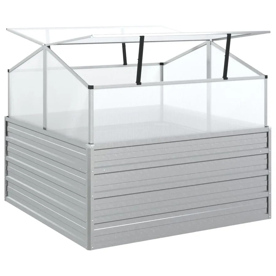 Lit surélevé de jardin avec serre 100x100x85 cm Argenté - 6