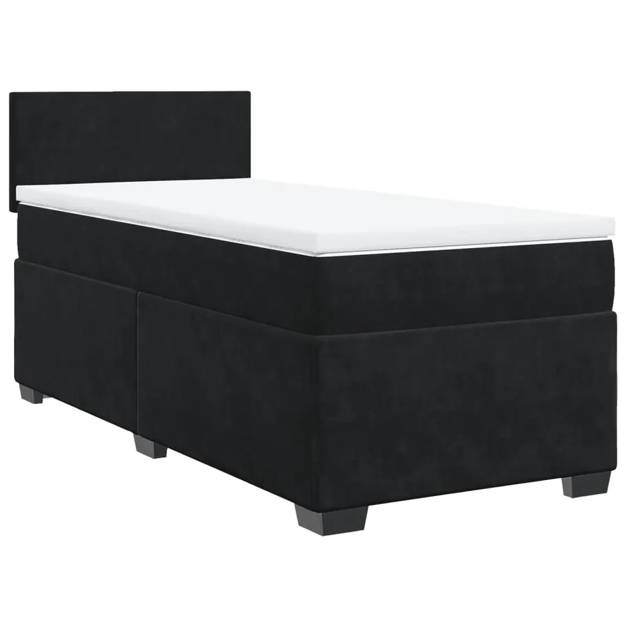 Sommier à lattes de lit avec matelas Noir 100x200 cm Velours - 3