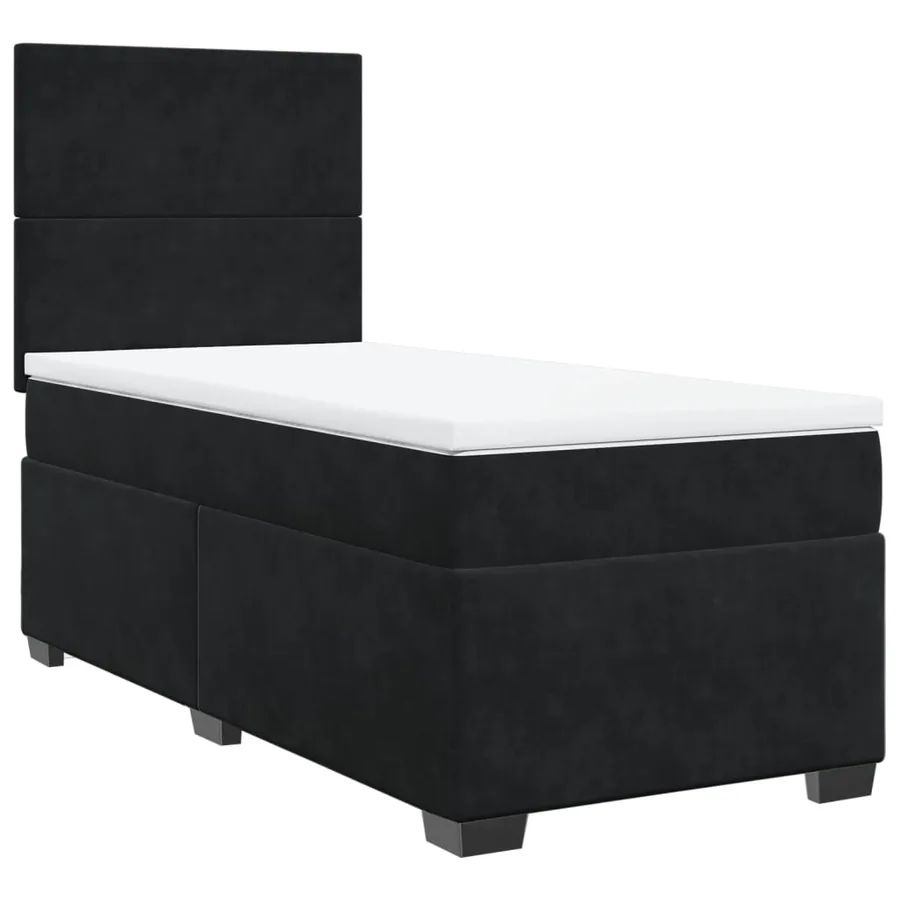 Sommier à lattes de lit avec matelas Noir 100x200 cm Velours - 2