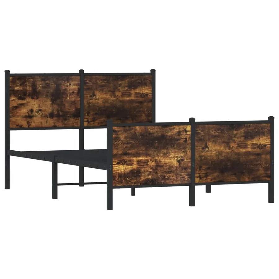 Cadre de lit en métal sans matelas chêne fumé 120x190 cm - 3