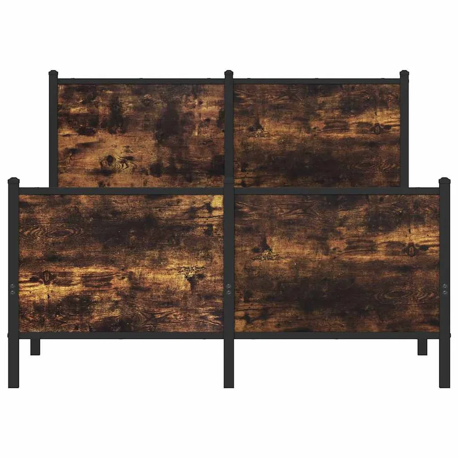 Cadre de lit en métal sans matelas chêne fumé 120x190 cm - 5