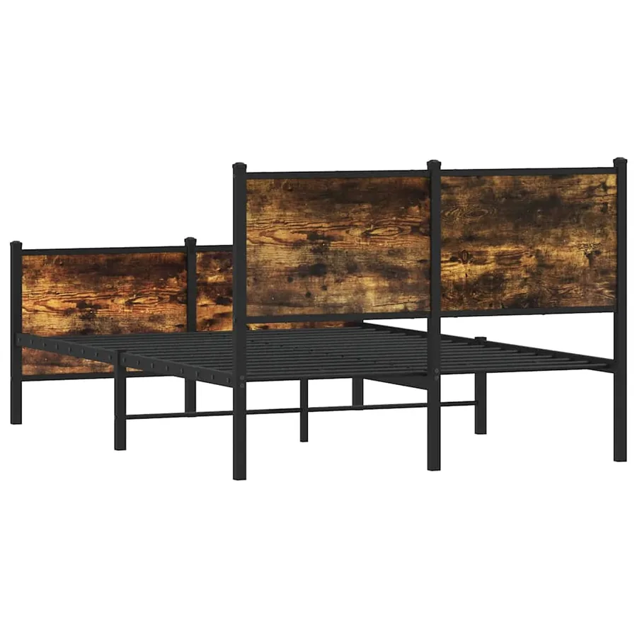 Cadre de lit en métal sans matelas chêne fumé 120x190 cm - 7
