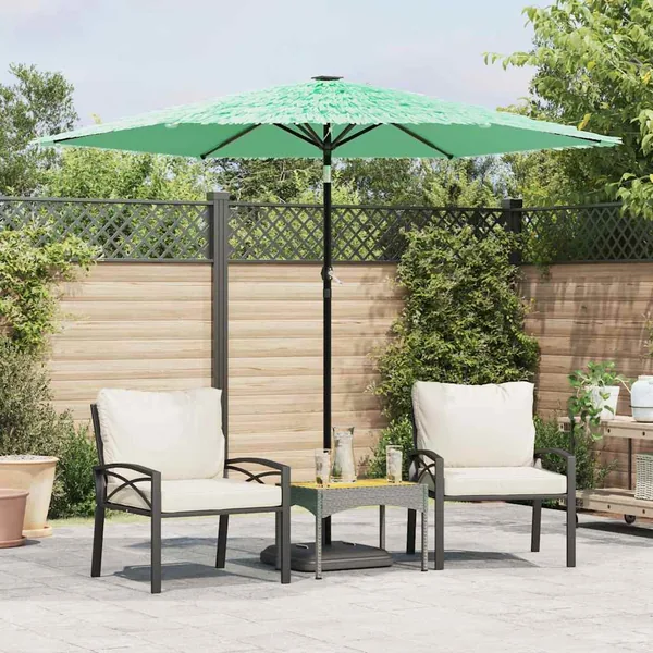 Parasol de jardin avec mât en acier vert 268x268x226 cm