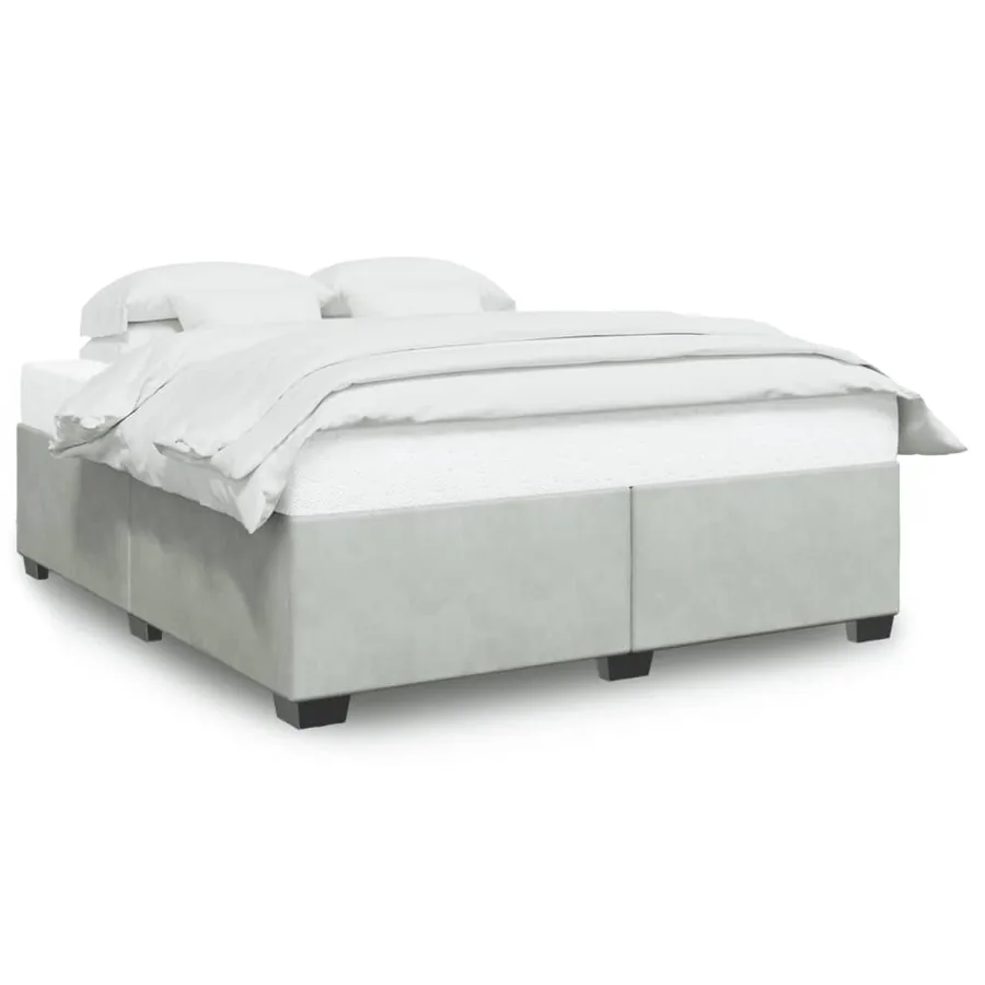 Cadre de lit sans matelas gris clair 200x200 cm velours - 2