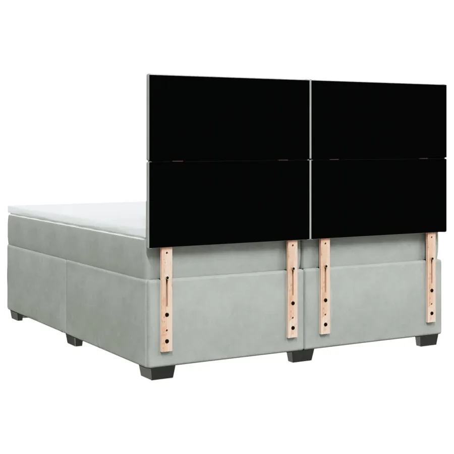 Sommier à lattes de lit et matelas Gris clair 200x200cm Velours - 10