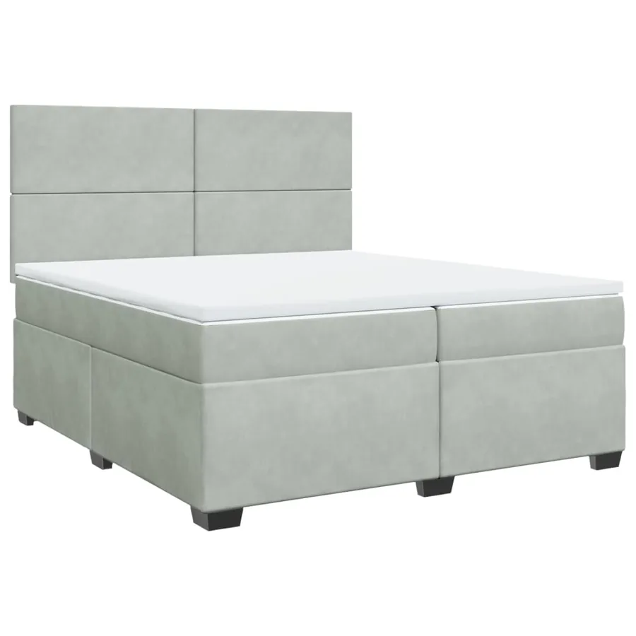 Sommier à lattes de lit et matelas Gris clair 200x200cm Velours - 2