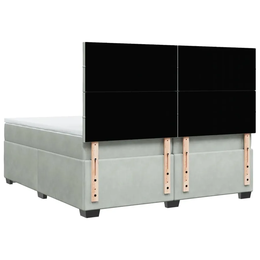 Sommier à lattes de lit et matelas Gris clair 200x200cm Velours - 12