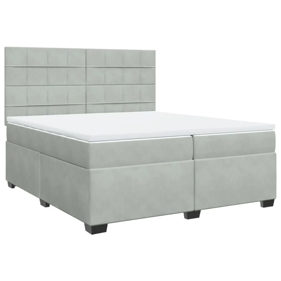 Sommier à lattes de lit et matelas Gris clair 200x200cm Velours - 3