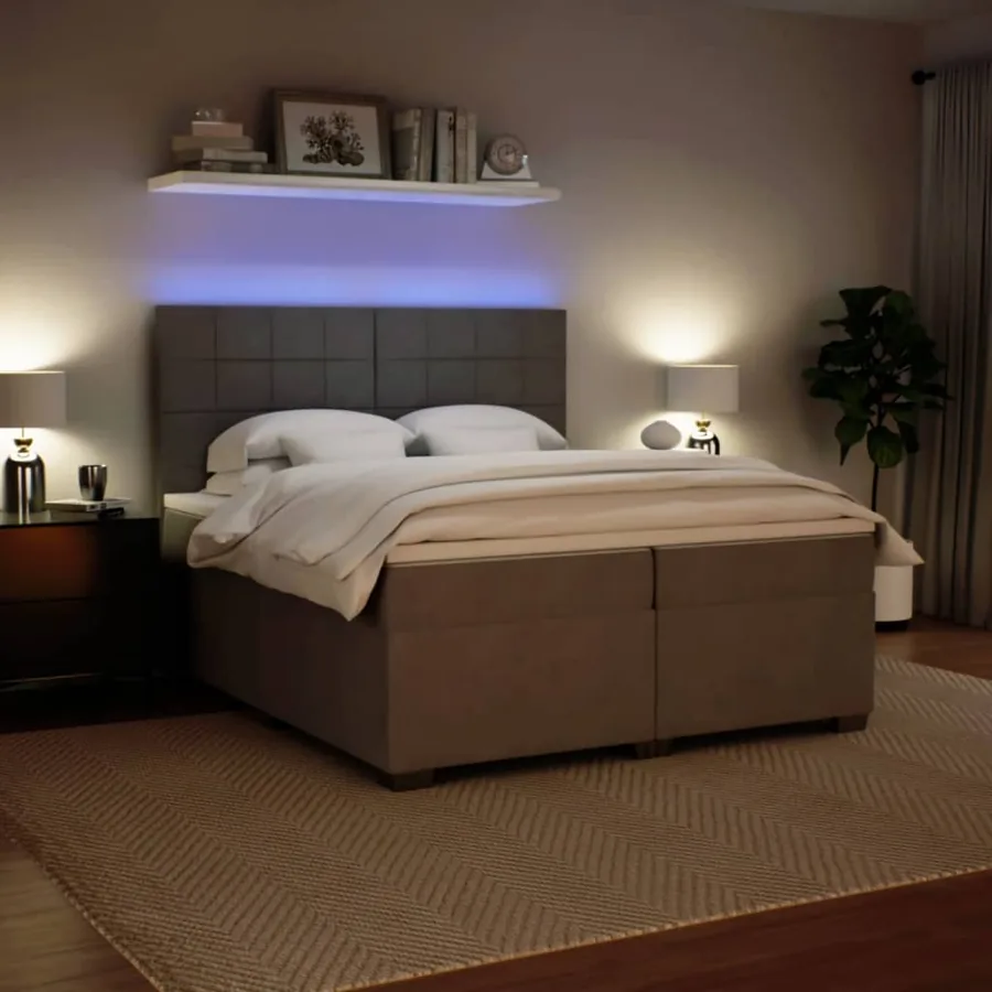 Sommier à lattes de lit et matelas Gris clair 200x200cm Velours - 4
