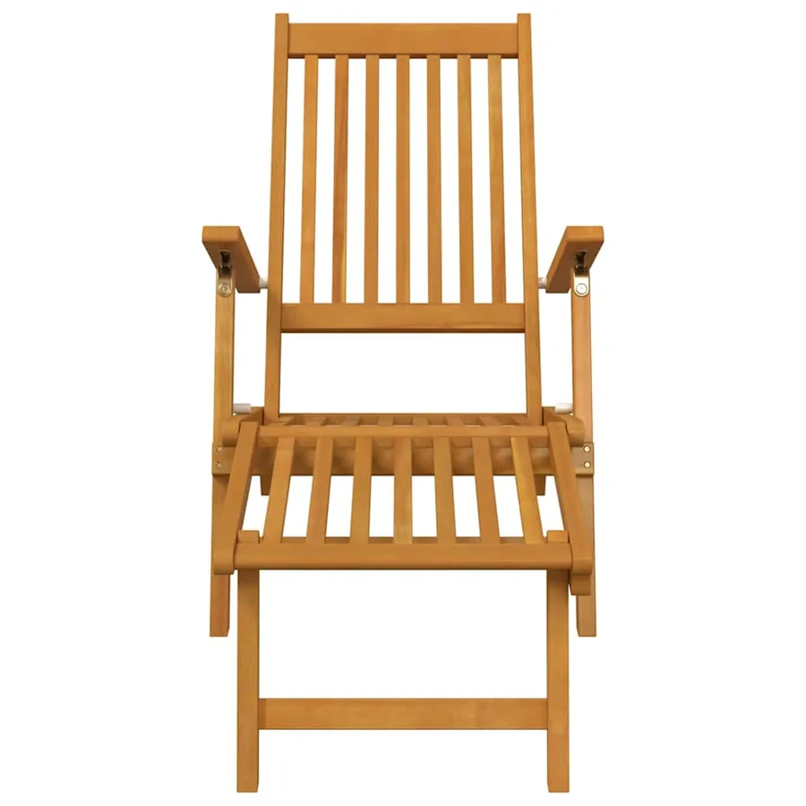 Chaise longue d'extérieur repose-pieds lot de 2 Acacia solide - 4