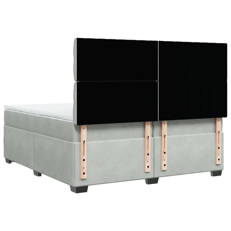 Sommier à lattes de lit et matelas Gris clair 200x200cm Velours - 10