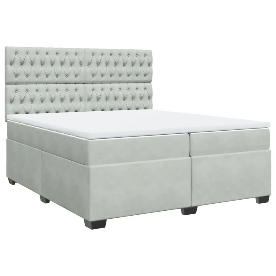 Sommier à lattes de lit et matelas Gris clair 200x200cm Velours - 2